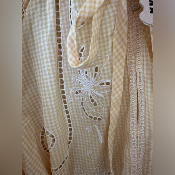 NWT! Innika Choo Yellow Gingham Cutwork Mini Smock dress - Picture 11 of 12